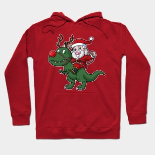 Santa Claus Riding T Rex Dinosaur Christmas Hoodie